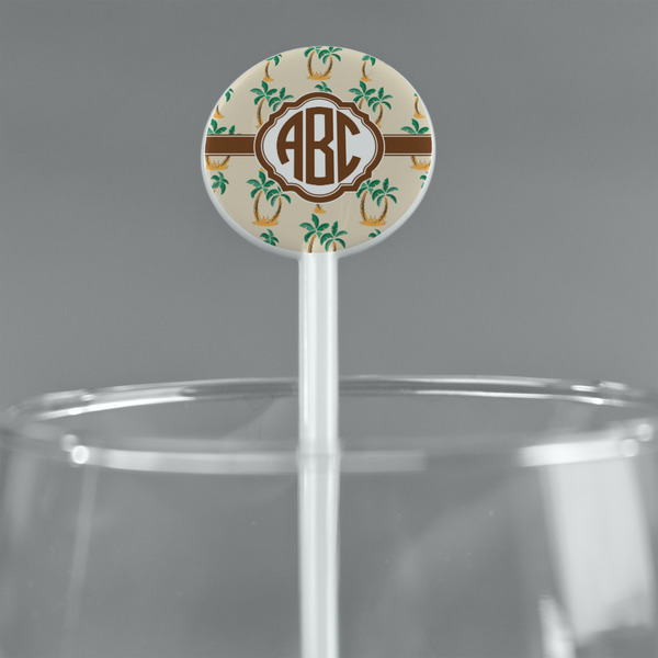 Palm Trees White Plastic 5.5" Stir Stick - Round - Main