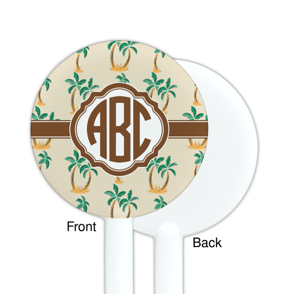 Palm Trees White Plastic 5.5" Stir Stick - Single Sided - Round - Front & Back