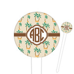 Palm Trees 6" Round Plastic Food Picks - White - Single Sided (Personalized)