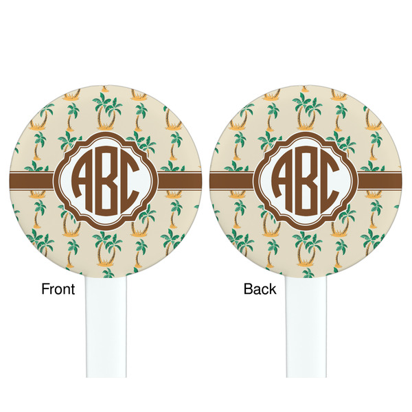 Palm Trees White Plastic 7" Stir Stick - Double Sided - Round - Front & Back