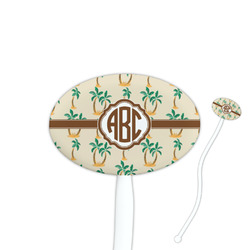 Palm Trees 7" Oval Plastic Stir Sticks - White - Double Sided (Personalized)