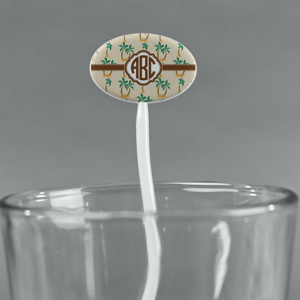 Palm Trees White Plastic 7" Stir Stick - Oval - Main