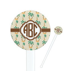 Palm Trees 7" Round Plastic Stir Sticks - White - Double Sided (Personalized)