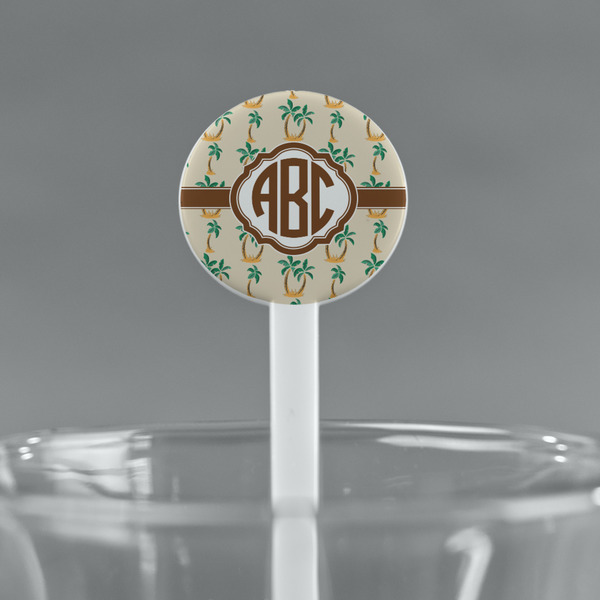 Palm Trees White Plastic 7" Stir Stick - Round - Main