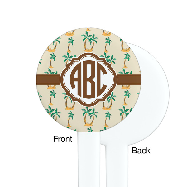Palm Trees White Plastic 7" Stir Stick - Single Sided - Round - Front & Back