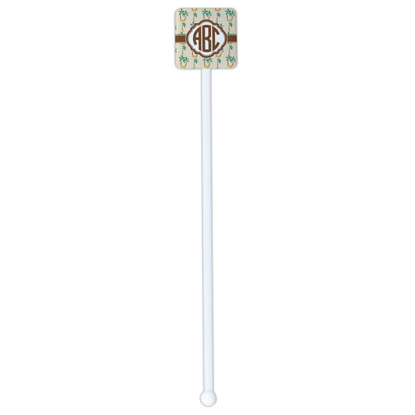 Palm Trees White Plastic Stir Stick - Single Sided - Square - Single Stick