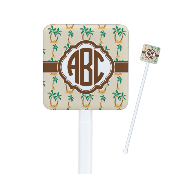 Custom Palm Trees Square Plastic Stir Sticks - Double Sided (Personalized)