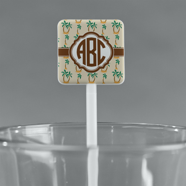 Palm Trees White Plastic Stir Stick - Square - Main