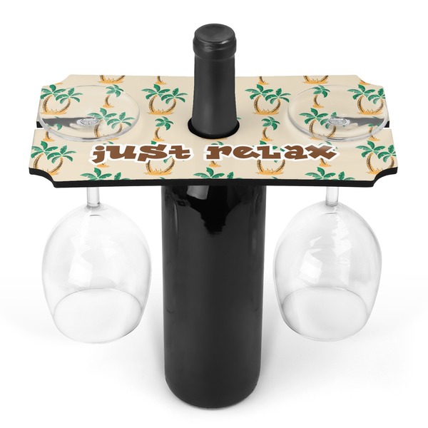 Custom Palm Trees Wine Bottle & Glass Holder (Personalized)