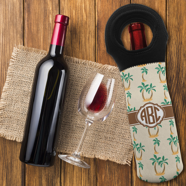 Palm Trees Wine Tote Bag - FLATLAY