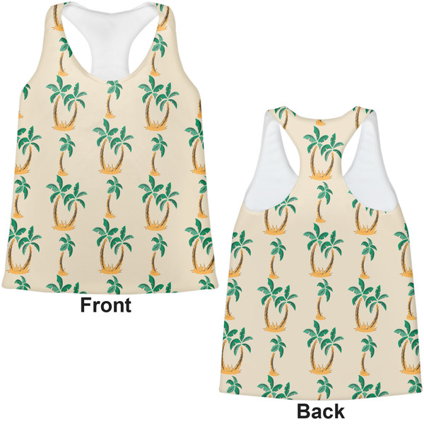 Palm Trees Womens Racerback Tank Tops - Medium - Front and Back