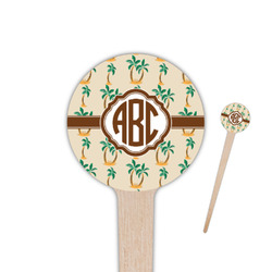 Palm Trees 4" Round Wooden Food Picks - Double Sided (Personalized)