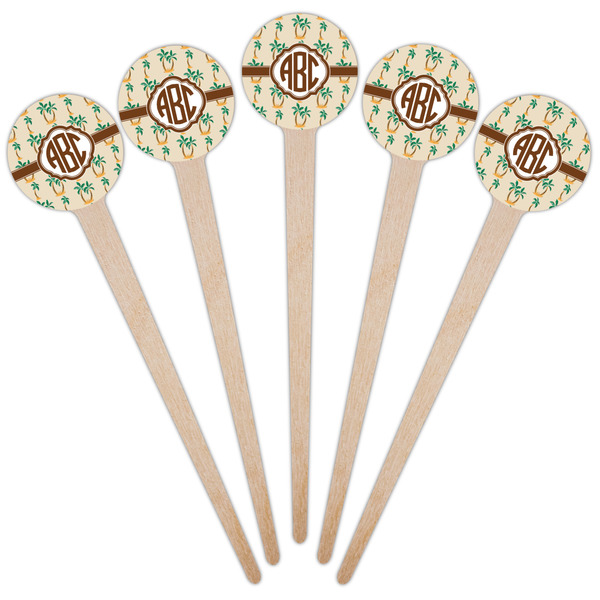 Palm Trees Wooden 4" Food Pick - Round - Fan View