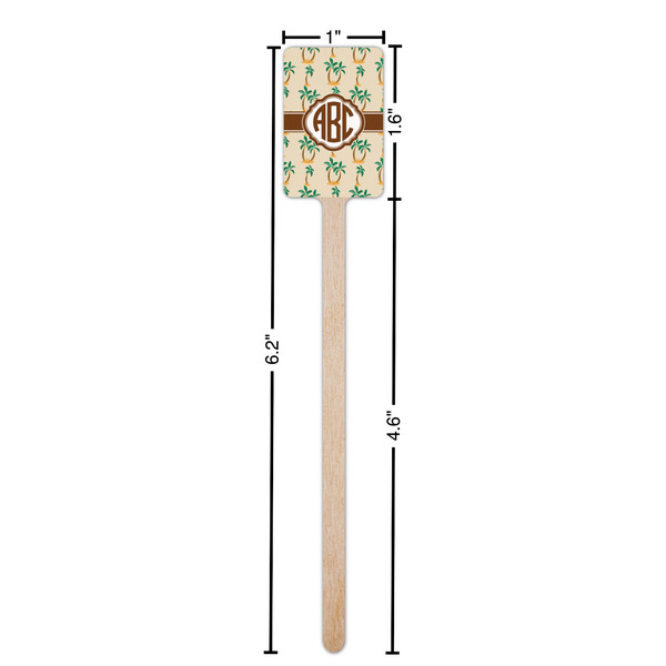 Palm Trees Wooden 6.25" Stir Stick - Rectangular - Dimensions