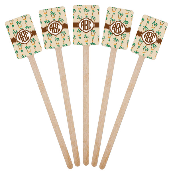 Palm Trees Wooden 6.25" Stir Stick - Rectangular - Fan View