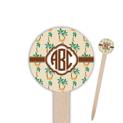 Palm Trees 6" Round Wooden Food Picks - Double Sided (Personalized)