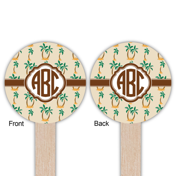 Palm Trees Wooden 6" Food Pick - Round - Double Sided - Front & Back