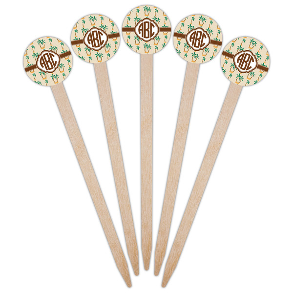 Palm Trees Wooden 6" Food Pick - Round - Fan View