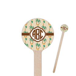 Palm Trees 6" Round Wooden Stir Sticks - Single Sided (Personalized)