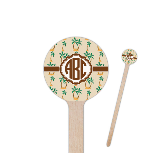 Custom Palm Trees 6" Round Wooden Stir Sticks - Single Sided (Personalized)