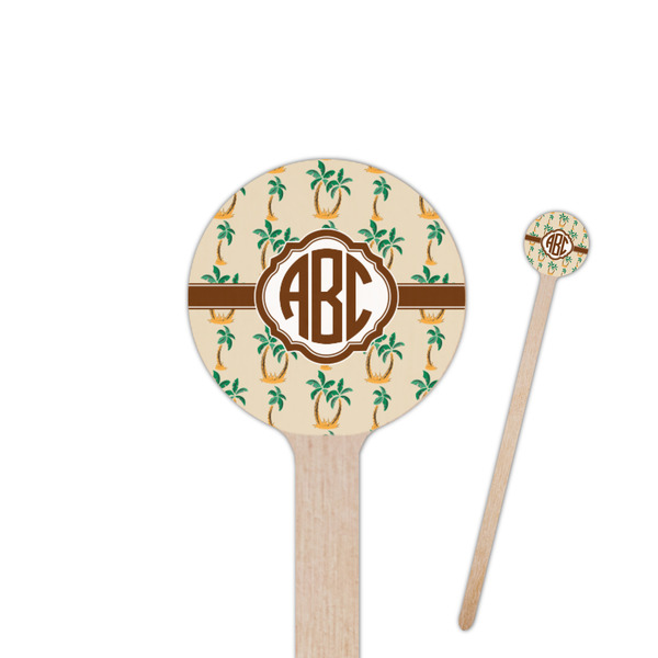 Custom Palm Trees 7.5" Round Wooden Stir Sticks - Single Sided (Personalized)