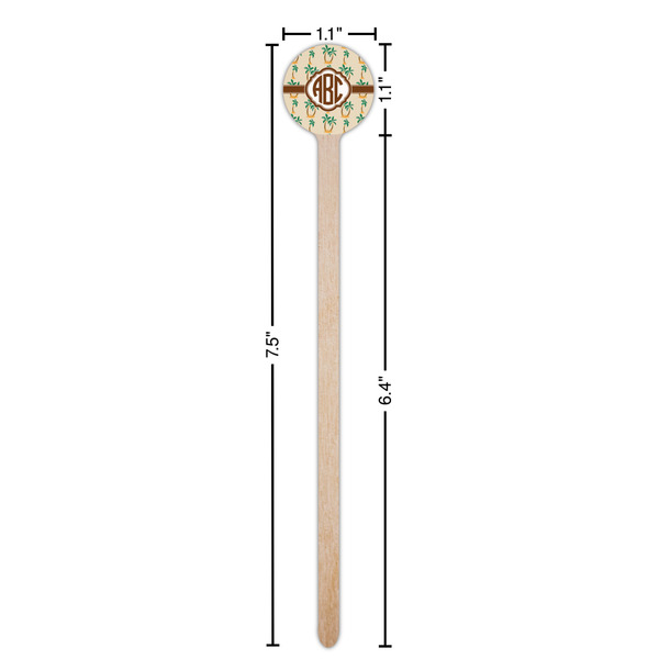 Palm Trees Wooden 7.5" Stir Stick - Round - Dimensions