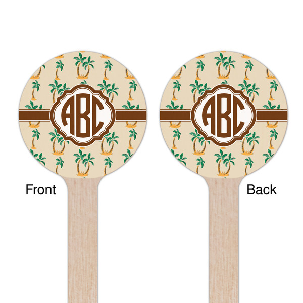 Palm Trees Wooden 7.5" Stir Stick - Round - Double Sided - Front & Back