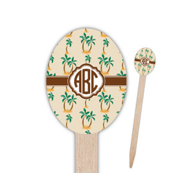 Palm Trees Oval Wooden Food Picks - Single Sided (Personalized)