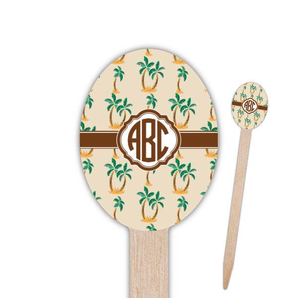Custom Palm Trees Oval Wooden Food Picks (Personalized)
