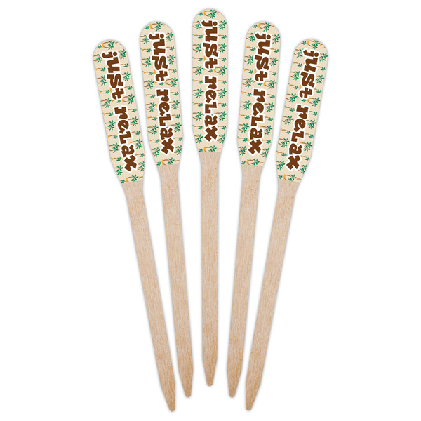 Palm Trees Wooden Food Pick - Paddle - Fan View