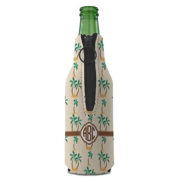Palm Trees Zipper Bottle Cooler - BACK (bottle)