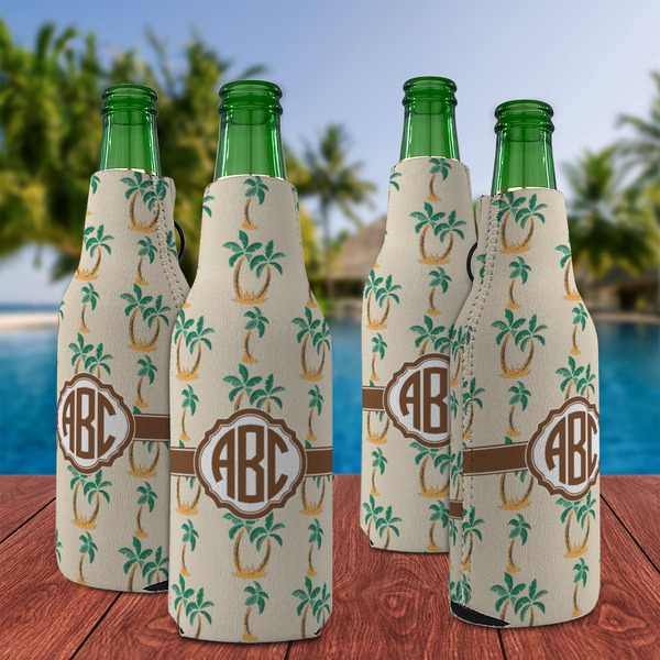 Palm Trees Zipper Bottle Cooler - Set of 4 - LIFESTYLE
