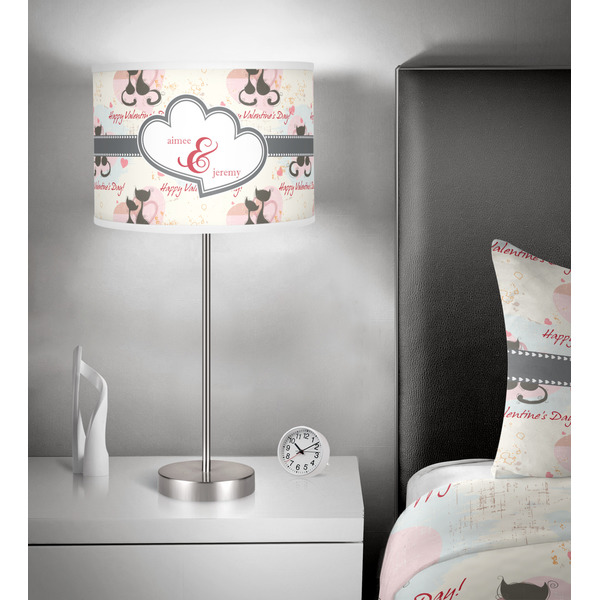 Cats in Love 13 inch drum lamp shade - in room
