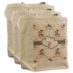 Cats in Love Reusable Cotton Grocery Bags - Set of 3 (Personalized)