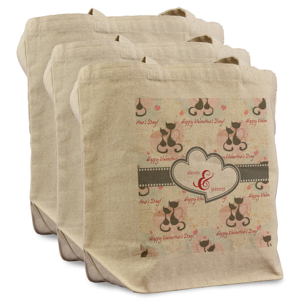 Cats in Love 3 Reusable Cotton Grocery Bags - Front View