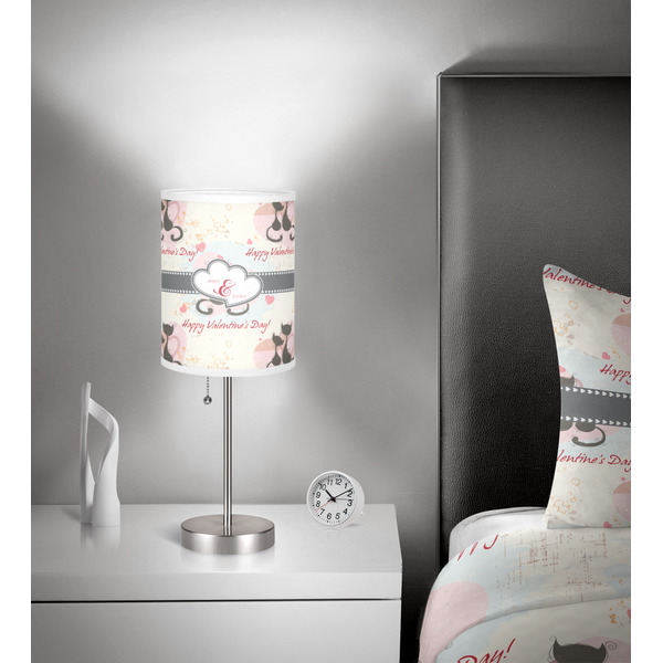 Cats in Love 7 inch drum lamp shade - in room