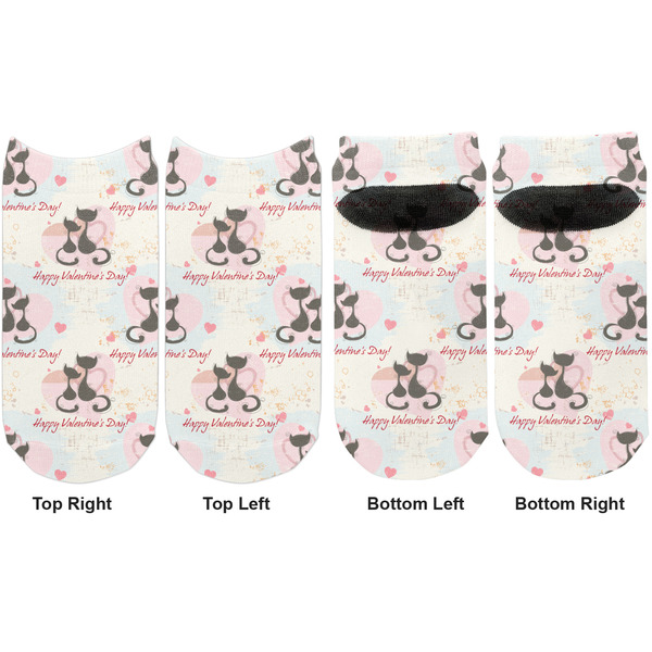 Cats in Love Adult Ankle Socks - Double Pair - Front and Back - Apvl