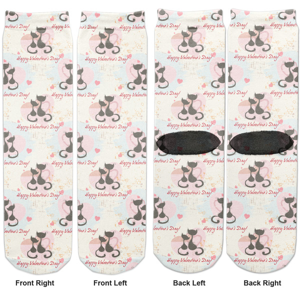 Cats in Love Adult Crew Socks - Double Pair - Front and Back - Apvl