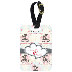 Cats in Love Metal Luggage Tag w/ Couple's Names