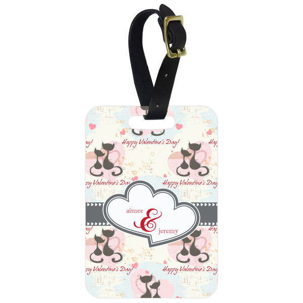 Custom Cats in Love Metal Luggage Tag w/ Couple's Names
