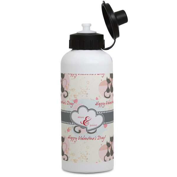 Custom Cats in Love Water Bottles - Aluminum - 20 oz - White (Personalized)