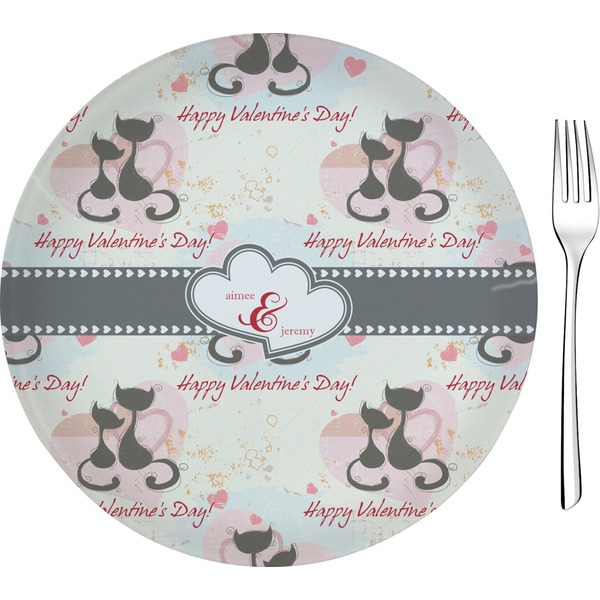 Custom Cats in Love 8" Glass Appetizer / Dessert Plates - Single or Set (Personalized)