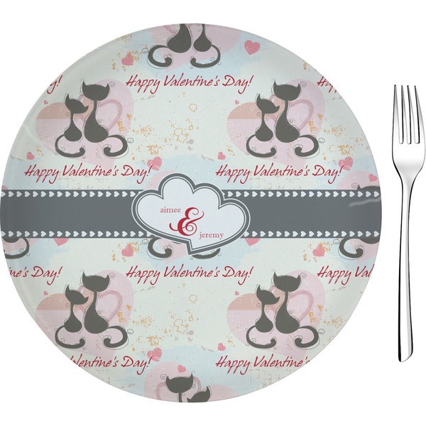 Custom Cats in Love Glass Appetizer / Dessert Plate 8" (Personalized)