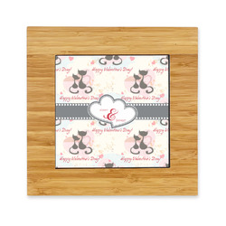 Cats in Love Bamboo Trivet with Ceramic Tile Insert (Personalized)