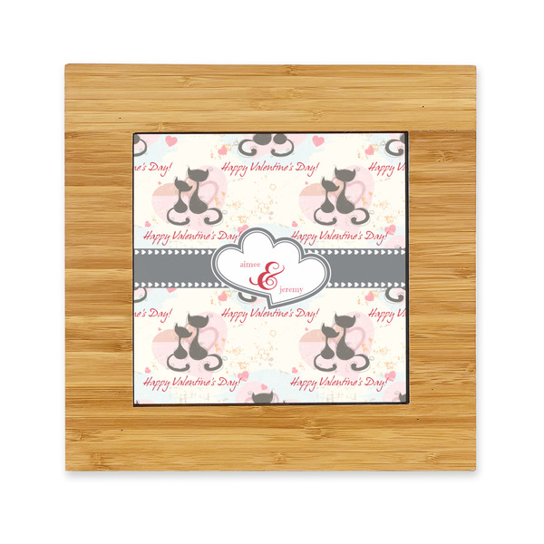 Custom Cats in Love Bamboo Trivet with Ceramic Tile Insert (Personalized)