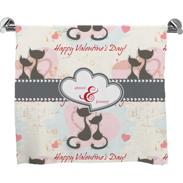 Custom Cats in Love Bath Towel (Personalized)
