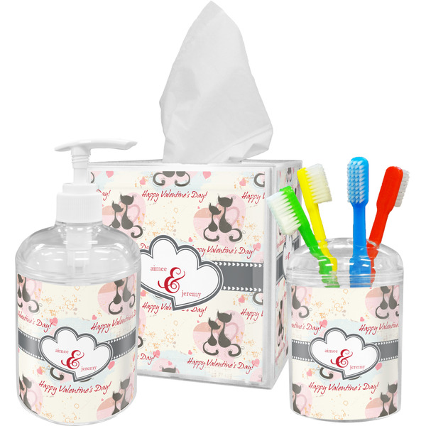 Cats in Love Bathroom Accessories Set (Personalized)