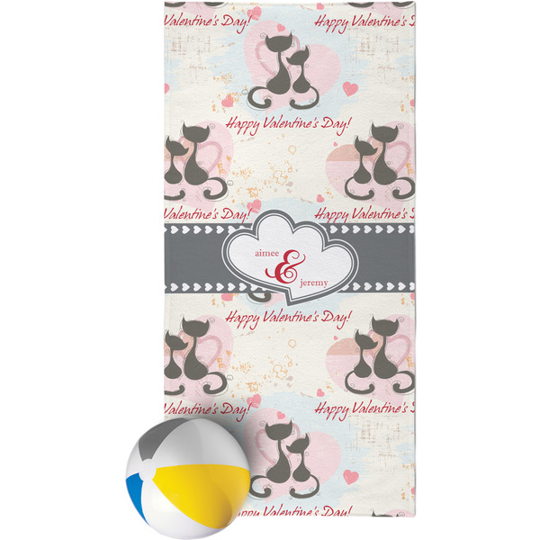 Custom Cats in Love Beach Towel (Personalized)