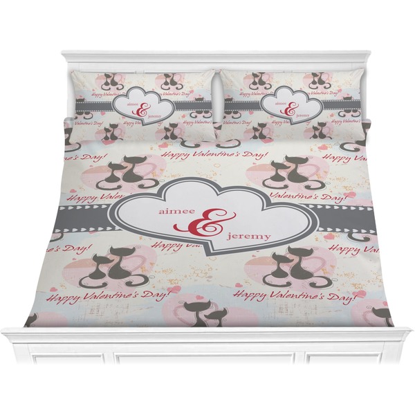 Custom Cats in Love Comforter Set - King (Personalized)