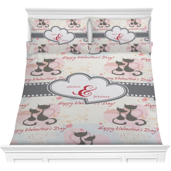 Custom Cats in Love Comforter Set - Full / Queen (Personalized)